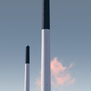two white-ad-black posts under blue sky